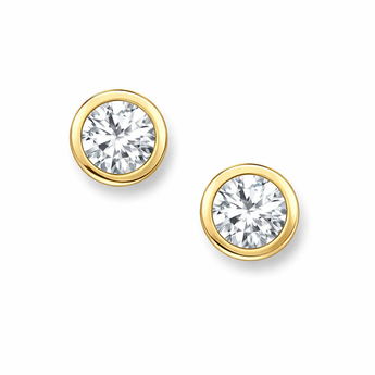 9ct Gold Cubic Zirconia Bezel Stud Earrings