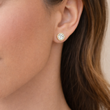 9ct Gold Cubic Zirconia Circle Halo Stud Earrings