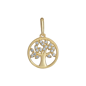 9ct gold Tree Of Life CZ Pendant for gold Necklaces