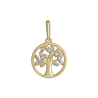 9ct gold Tree Of Life CZ Pendant for gold Necklaces
