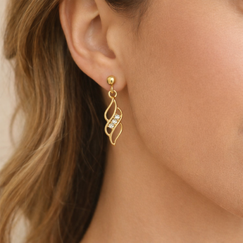 9ct Gold Cubic Zirconia Twist Drop Earrings