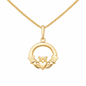 9ct Gold Claddagh Pendant Necklace