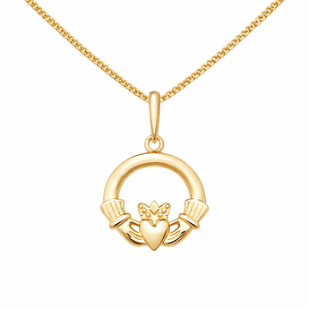 9ct Gold Claddagh Pendant Necklace