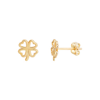 9ct Gold Four Leaf Clover Stud Earrings