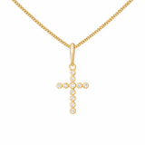 9ct Gold Cubic Zirconia Cross Pendant Necklace