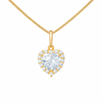 9ct Gold Cubic Zirconia Heart Pendant Necklace