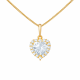 9ct Gold Cubic Zirconia Heart Pendant Necklace
