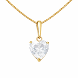 9ct Gold Cubic Zirconia Heart Pendant Necklace