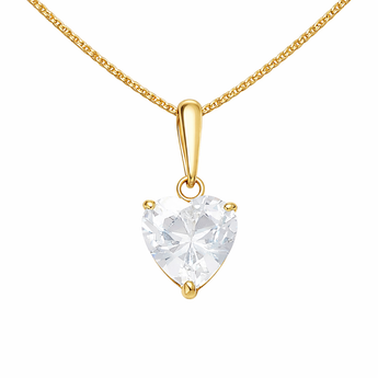 9ct Gold Cubic Zirconia Heart Pendant Necklace