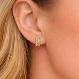 9ct Gold Cubic Zirconia Huggie Hoop Earrings