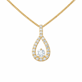 9ct Gold Cubic Zirconia Oval Drop Pendant Necklace