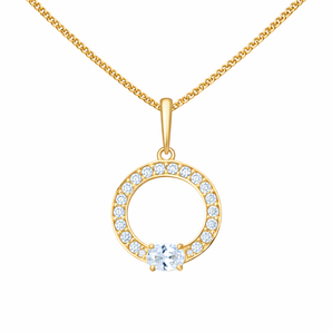 9ct Gold Cubic Zirconia Oval Drop Pendant Necklace