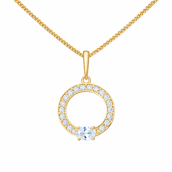 9ct Gold Cubic Zirconia Oval Drop Pendant Necklace