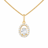 9ct Gold Cubic Zirconia Oval Pendant Necklace