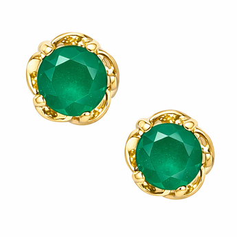 9ct Gold Emerald Cubic Zirconia Circle Stud Earrings
