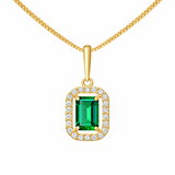 9ct Gold Emerald Cubic Zirconia Pendant Necklace