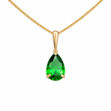 9ct Gold Emerald Pear Cubic Zirconia Pendant Necklace