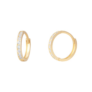 9ct Gold Cubic Zirconia Hinged Hoop Earrings
