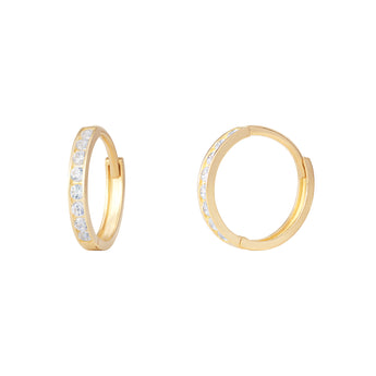 9ct Gold Cubic Zirconia Hinged Hoop Earrings
