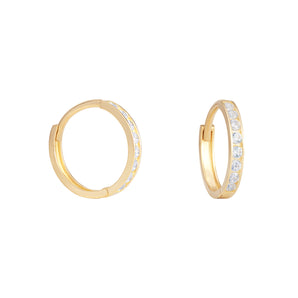 9ct Gold Cubic Zirconia Hinged Hoop Earrings