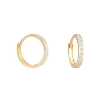 9ct Gold Cubic Zirconia Hinged Hoop Earrings