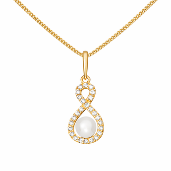 9ct Gold Freshwater Pearl Infinity Pendant Necklace