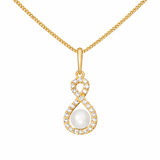 9ct Gold Freshwater Pearl Infinity Pendant Necklace