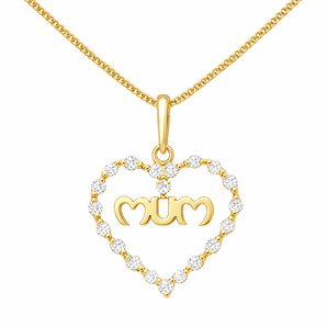 9ct Gold Mum Cubic Zirconia Pendant Necklace