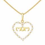 9ct Gold Mum Cubic Zirconia Pendant Necklace