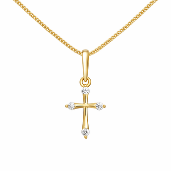 9ct Gold Necklace with CZ Cross Pendant