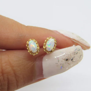Oval Opal Stud Earrings
