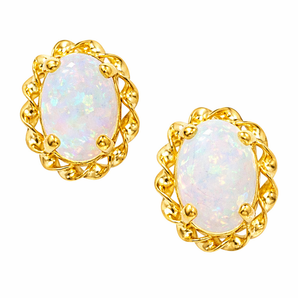 9ct Gold Oval Opal Studs