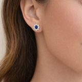 9ct Gold Sapphire Cubic Zirconia Flower Studs