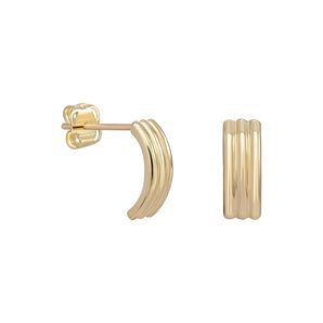 9ct Gold Half Hoop Stud Earrings