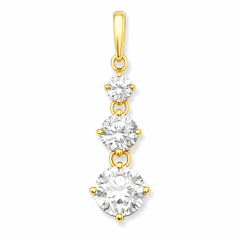 9ct Gold Triple Cubic Zirconia Drop Pendant 