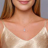 9ct Gold Triple Cubic Zirconia Drop Pendant Necklace