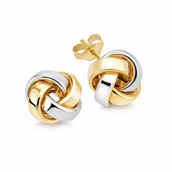 9ct Yellow Gold & 9ct White Gold Two Tone Knot Stud Earrings