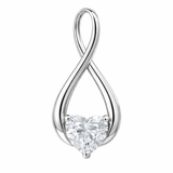 9ct White Gold Infinity CZ Heart Drop Pendant Necklace