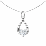 9ct White Gold Infinity CZ Heart Drop Pendant Necklace