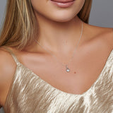 9ct White Gold Infinity CZ Heart Drop Pendant Necklace