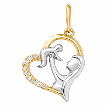 9ct Gold A Mothers Love Pendant with Cubic Zirconia and White Gold Details