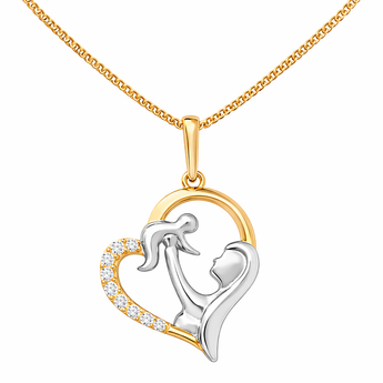 9ct Gold A Mothers Love Pendant Necklace with Cubic Zirconia and White Gold Details