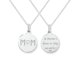 A Mothers Love Double Sided 925 Sterling Silver Pendant Necklace
