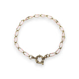 Amnesia Jewellery | Gold Plated Stainless Steel Abi Paperclip Chain Bracelet. Our Abi twisted paperclip bracelet is made from gold plated stainless steel with pink enamel decoration and sailors clasp. Tarnish Free and Waterproof. Shop now for quality Jewellery/Jewelry!