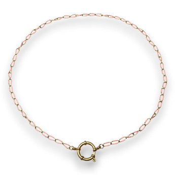 Amnesia Jewellery | Gold Plated Stainless Steel Abi Paperclip Chain Necklace. Our 20" Abi Twisted Paperclip Necklace is made from gold plated stainless steel with pink enamel decoration and sailors clasp. Tarnish Free and Waterproof. Shop now for quality Jewellery/Jewelry!