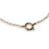 Amnesia Jewellery | Gold Plated Stainless Steel Abi Paperclip Chain Necklace. Our 20" Abi Twisted Paperclip Necklace is made from gold plated stainless steel with pink enamel decoration and sailors clasp. Tarnish Free and Waterproof. Shop now for quality Jewellery/Jewelry!