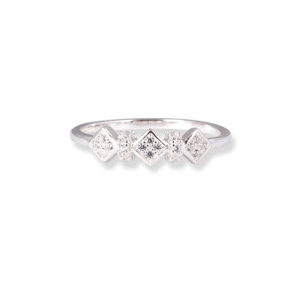 Abstract Diamond Shaped CZ Silver Ring