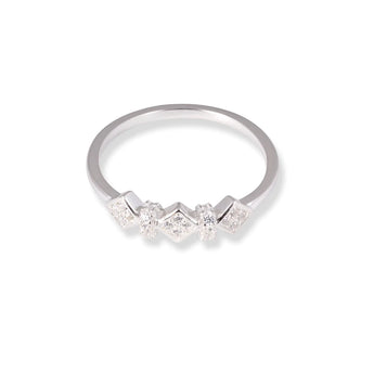 Abstract Diamond Shaped CZ Silver Ring