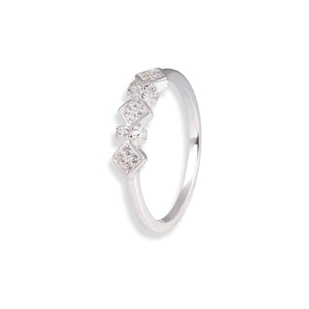 Abstract Diamond Shaped CZ Silver Ring