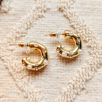 Amnesia | Alexia Gold Plated Stainless Steel Pearl Earrings